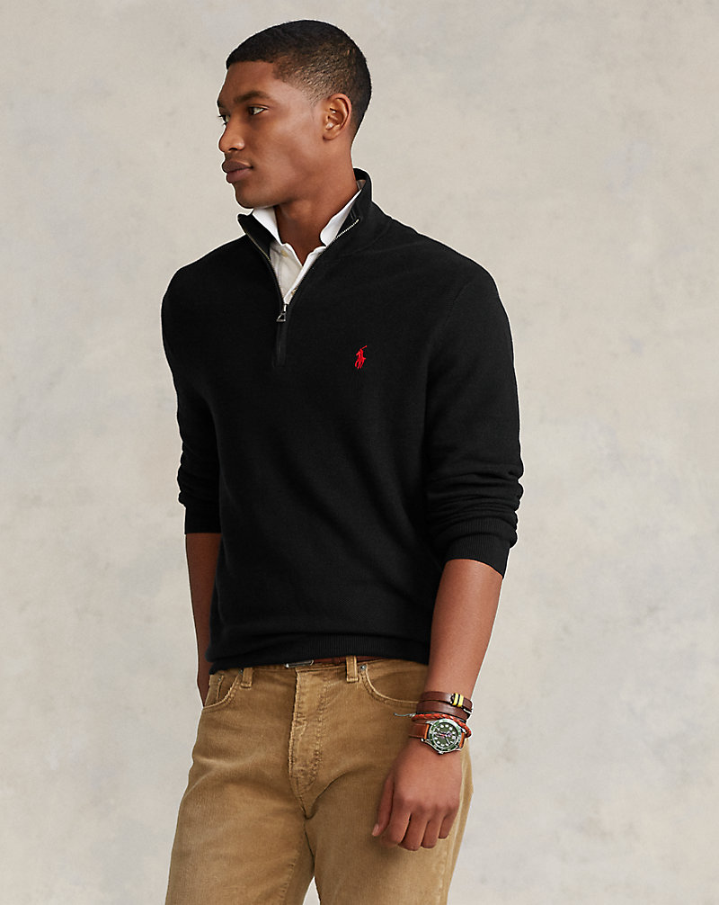Mesh-Knit Cotton Quarter-Zip Sweater Polo Ralph Lauren 1