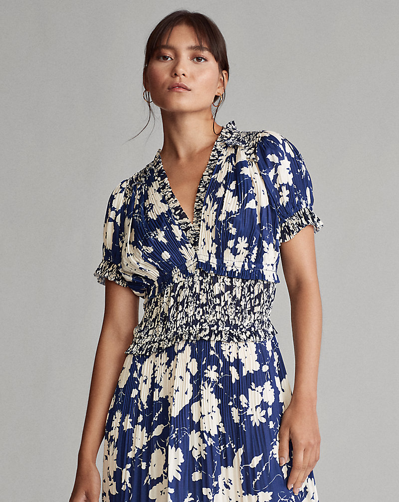 Pleated Floral-Print Dress Polo Ralph Lauren 1