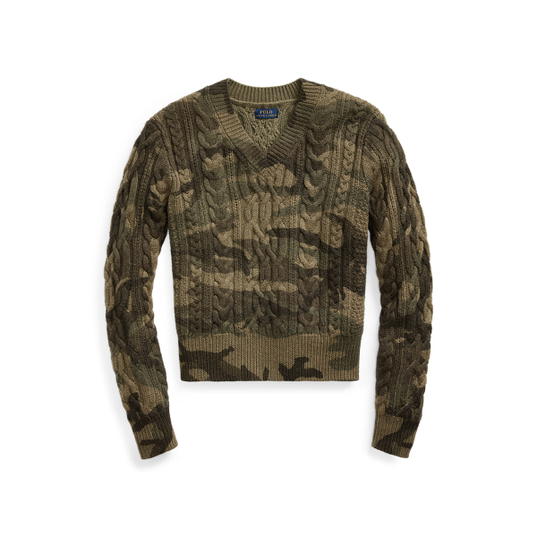 Camo Cable Knit Jumper for Women Ralph Lauren BE