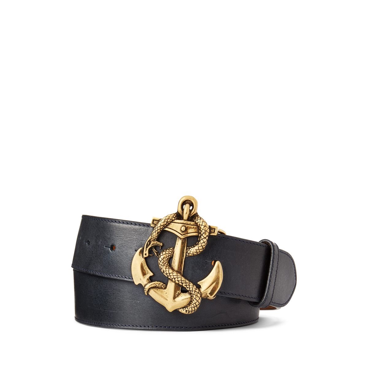 Anchor-Buckle Leather Belt
