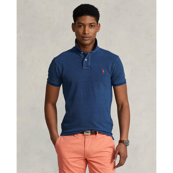 Custom Slim Indigo Mesh Polo Shirt