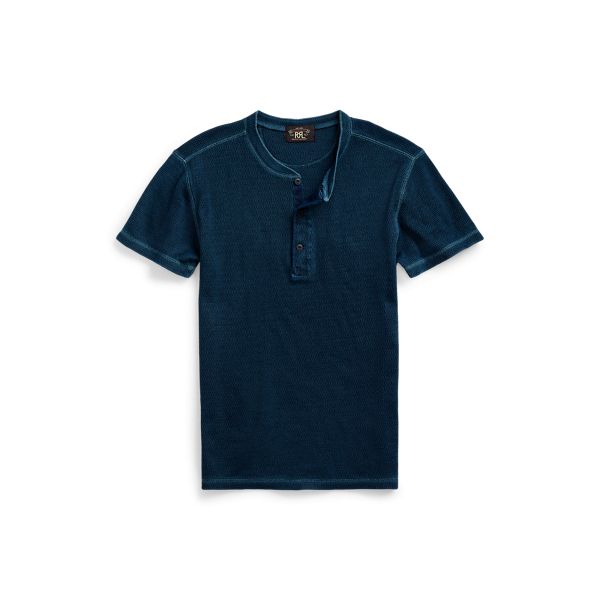 COOFANDY Heren casual shirts met korte mouwen Henley Shirt Band kraag zomer strand getextureerde shirts, Blauwviolet, M
