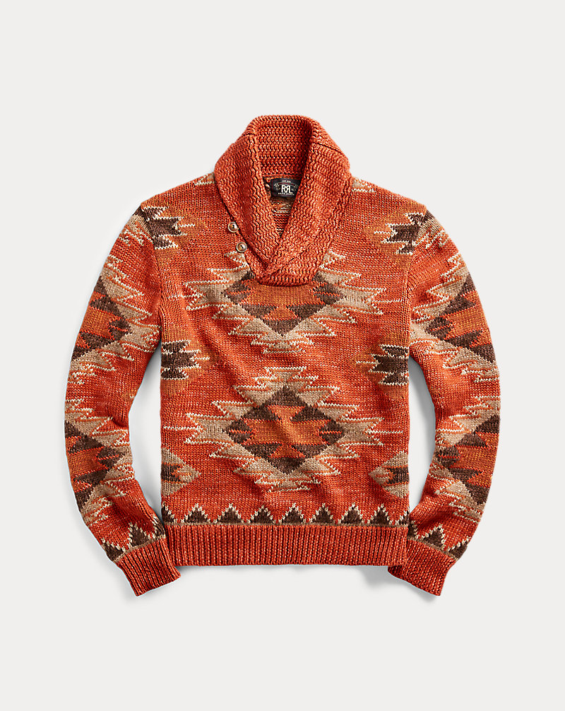 Linen-Blend Shawl Sweater RRL 1