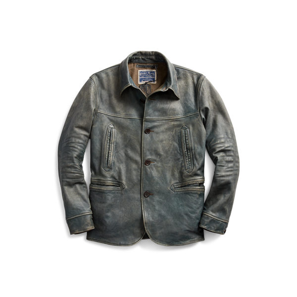Ralph Lauren Indigo Leather Utility Jacket
