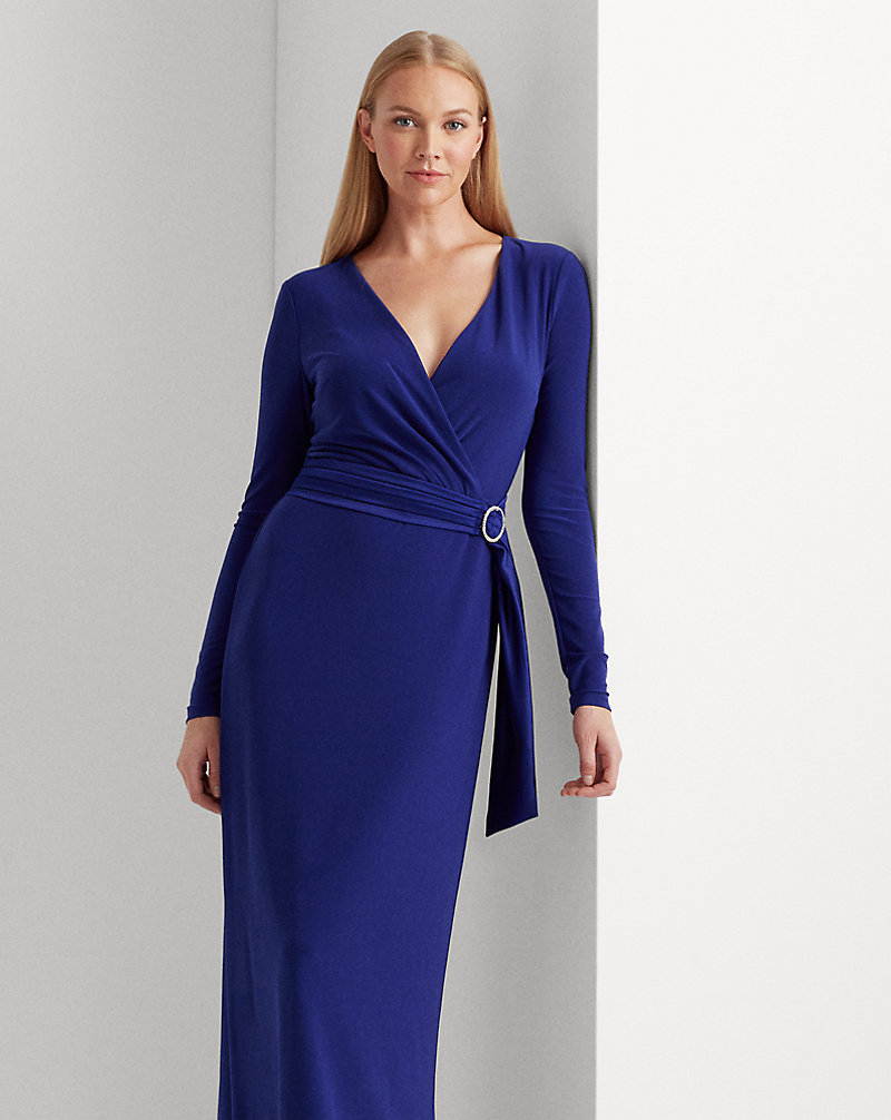 Wrap-Style Jersey Gown Lauren 1