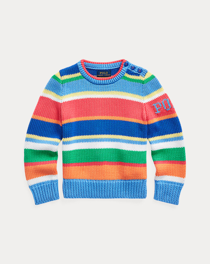 Striped Polo Cotton Sweater Girls 2-6x 1