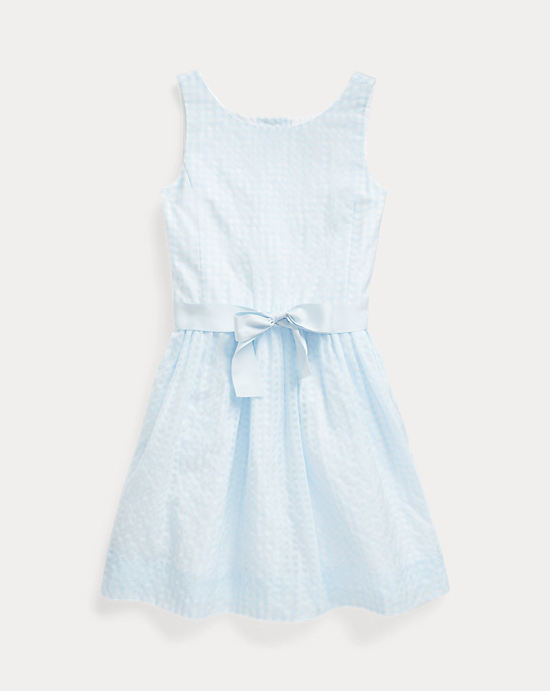 Windowpane Cotton-Blend Dress GIRLS 1.5-6.5 YEARS 1