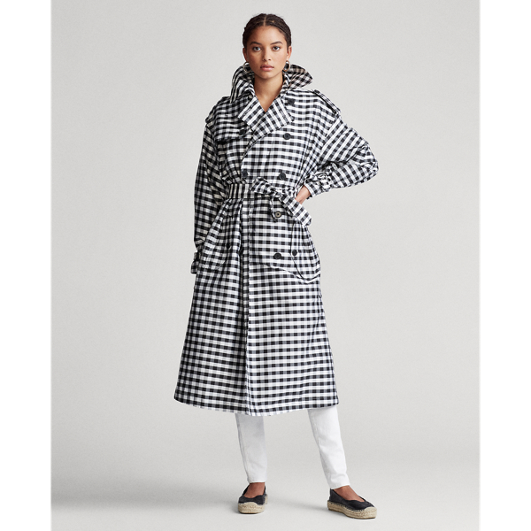 Gingham Silk Trench Coat Polo Ralph Lauren 1