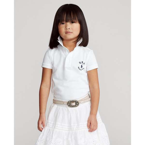 Girls 2-6x Flag Cotton Mesh Polo Shirt 1
