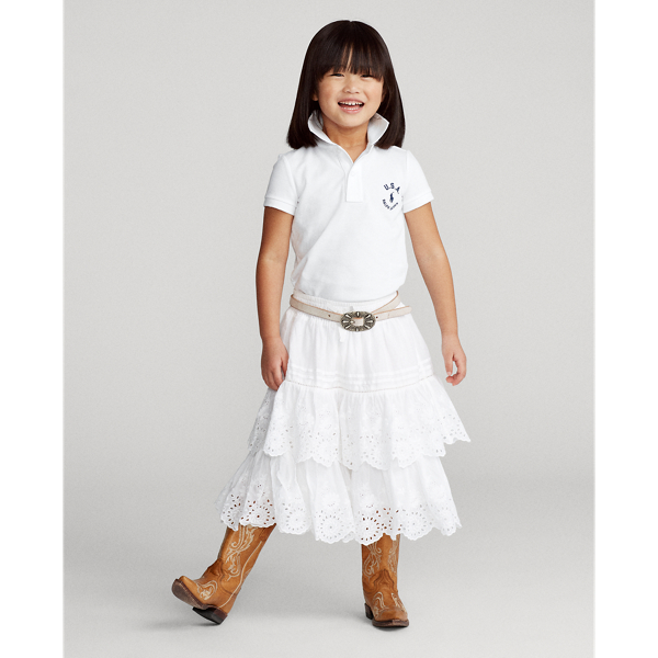 Girls 2-6x Flag Cotton Mesh Polo Shirt 4