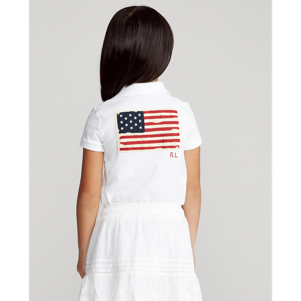 Girls 2-6x Flag Cotton Mesh Polo Shirt 5