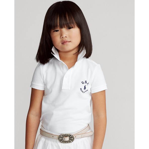 Girls 2-6x Flag Cotton Mesh Polo Shirt 7
