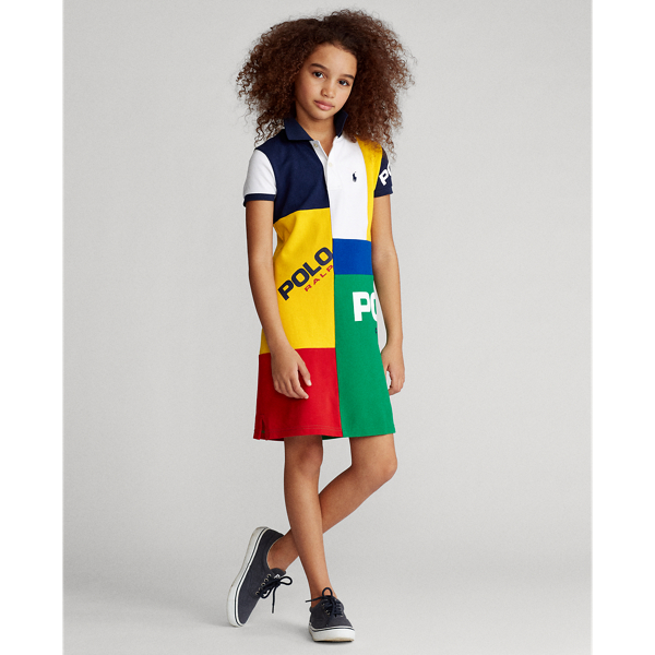 patchwork mesh polo dress