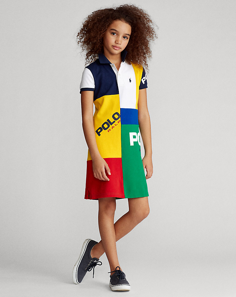 Patchwork Mesh Polo Dress GIRLS 7-14 YEARS 1