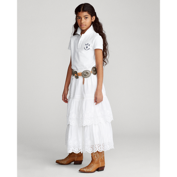 Girls 7-16 Flag Cotton Mesh Polo Shirt 4