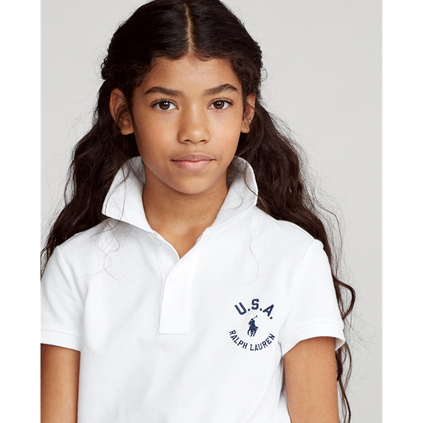 Girls 7-16 Flag Cotton Mesh Polo Shirt 6