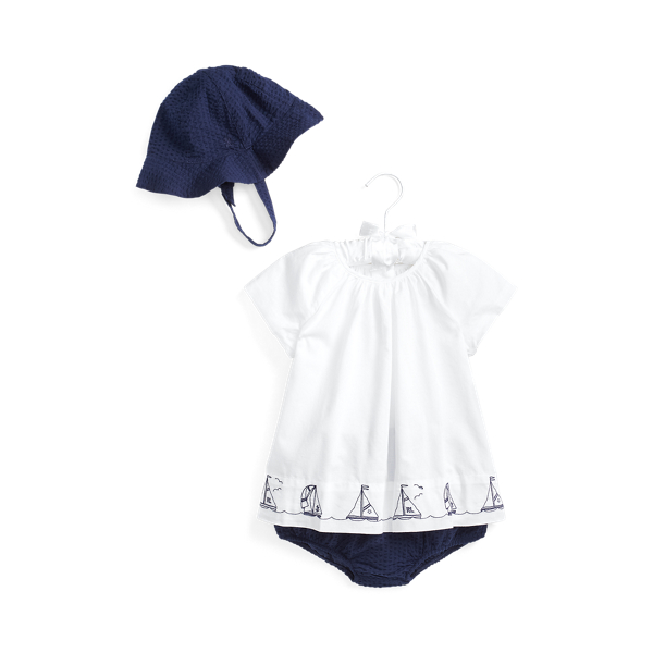 Nautical Hat&#44; Top & Short Set Baby Girl 1