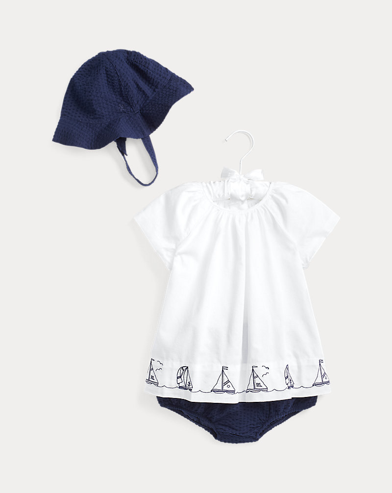 Nautical Hat&#44; Top & Short Set Baby Girl 1
