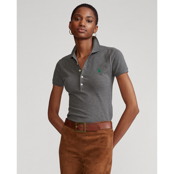 Grey polo shirt womens 2025