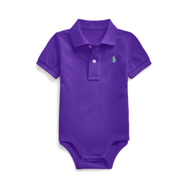 Cotton Mesh Polo Bodysuit