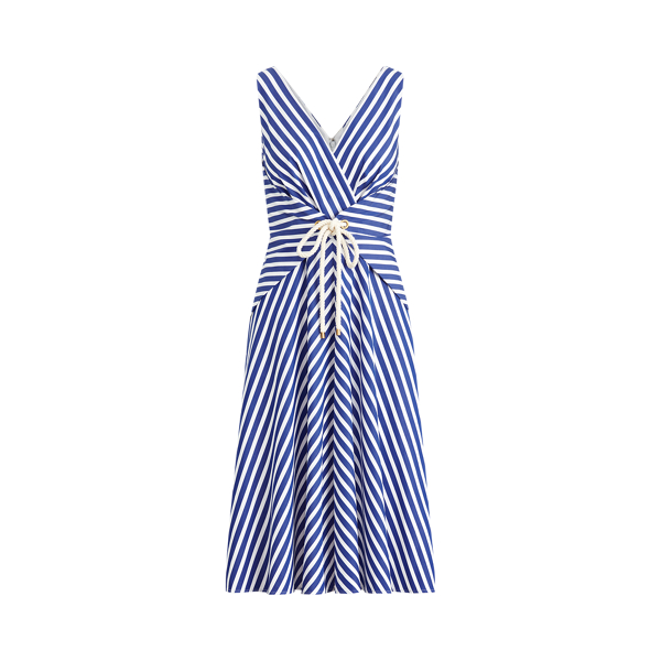 Striped Cotton Wrap Dress