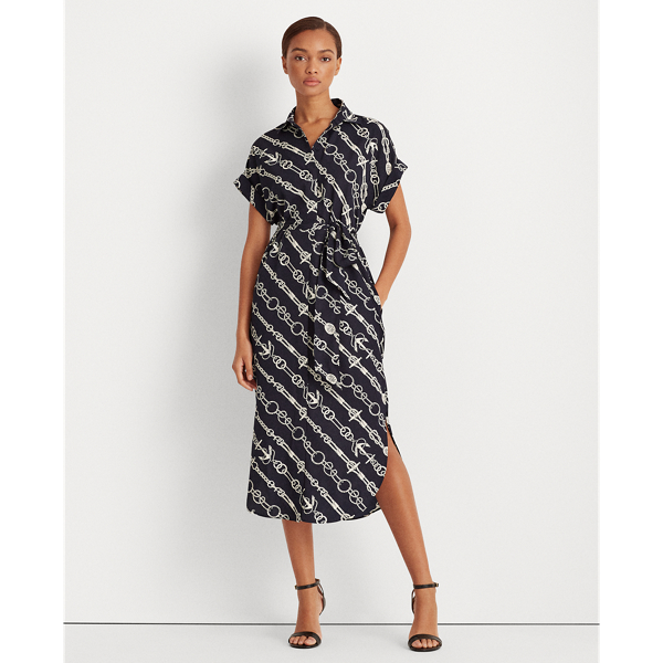 Anchor-Print Crepe Shirtdress Lauren 1