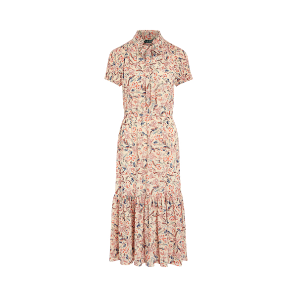 Pleated Floral Georgette Dress