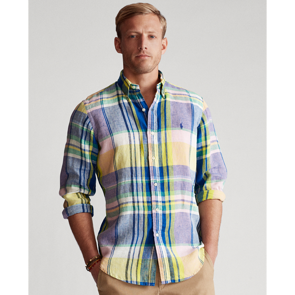Slim Fit Plaid Linen Shirt Polo Ralph Lauren 1