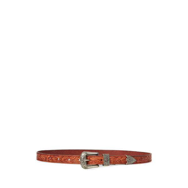 Polo Ralph Lauren Western-style engraved buckle belt - Brown