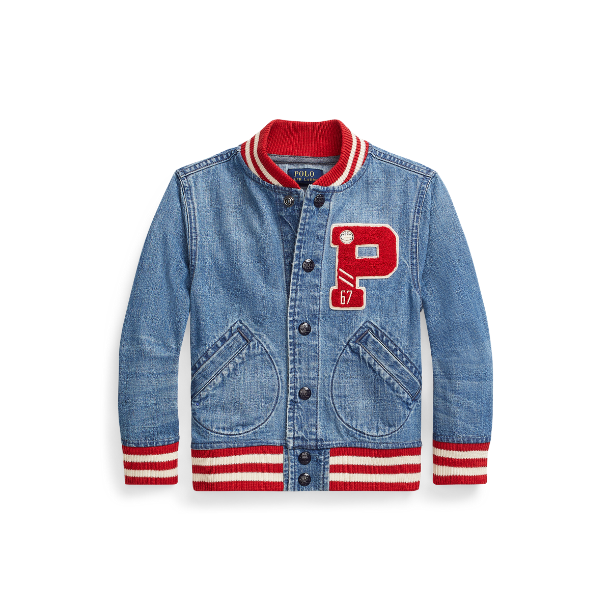 Polo denim top varsity jacket