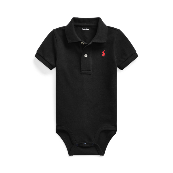 Cotton Mesh Polo Bodysuit