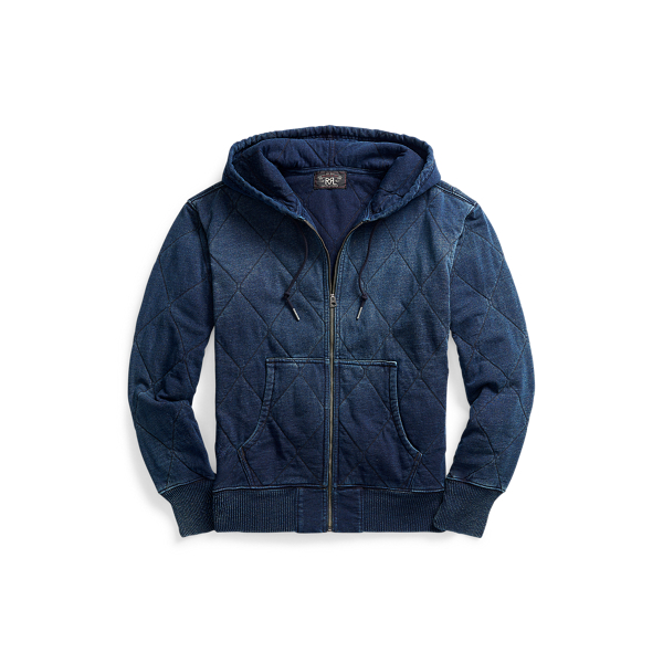 Indigo Quilted Jersey Hoodie RRL 1