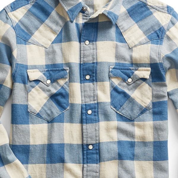 RRL Slim Fit Plaid Twill Western Shirt 3