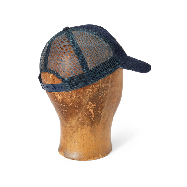 RRL Indigo Logo-Patch Denim Trucker Cap 2
