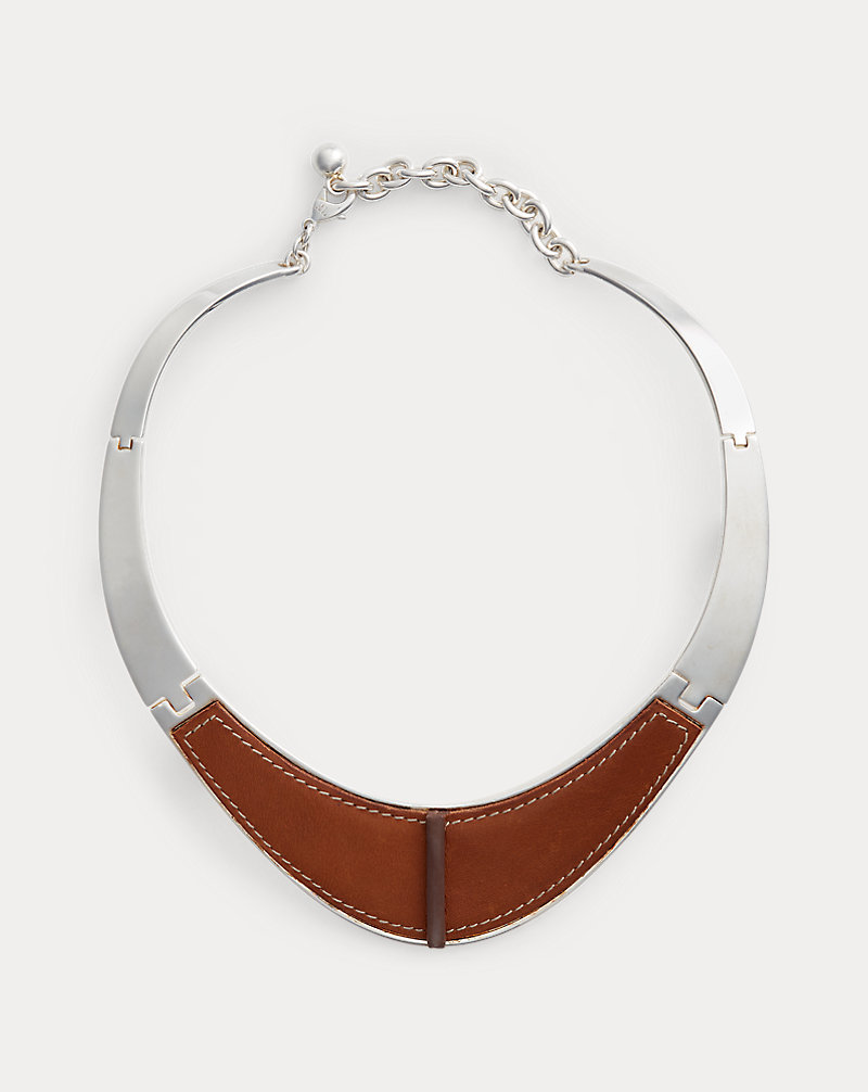 Inlaid-Leather Collar Necklace Ralph Lauren Collection 1