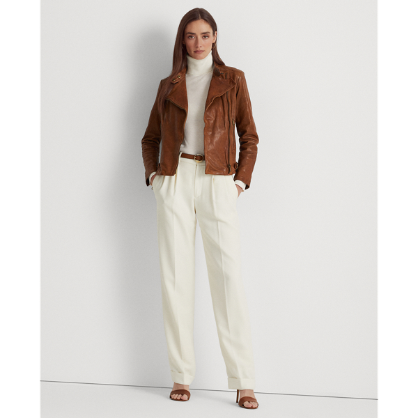 Lauren Burnished Leather Moto Jacket 3
