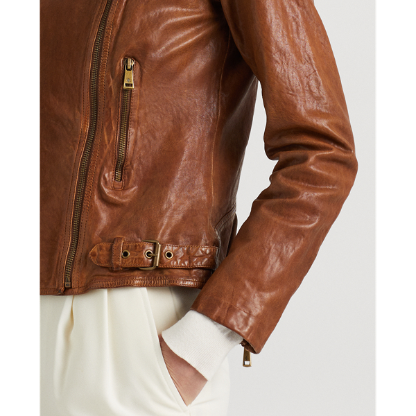 Lauren Burnished Leather Moto Jacket 5