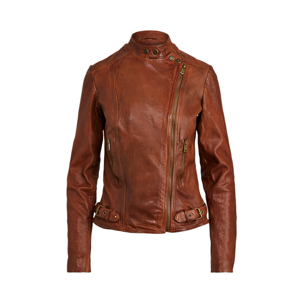 Lauren Burnished Leather Moto Jacket 2
