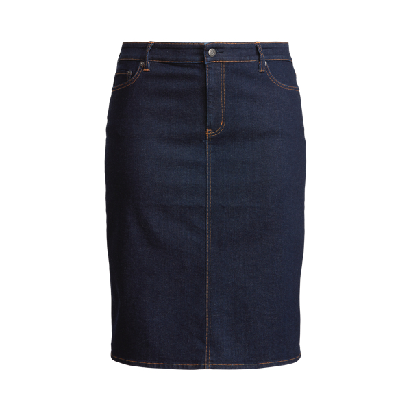 Dark denim pencil store skirt button front