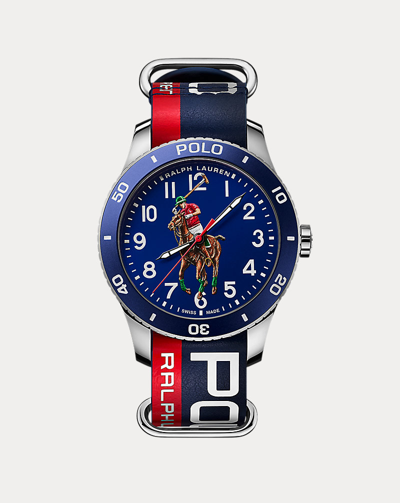42 MM stalen horloge met polospeler Polo Ralph Lauren 1
