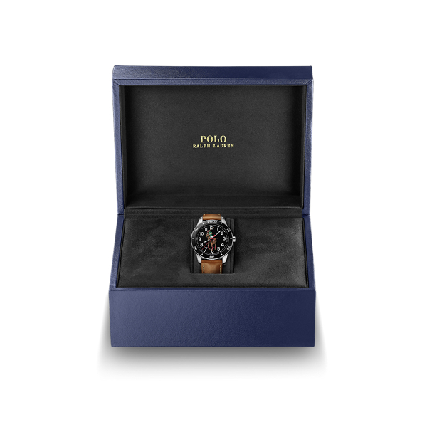 Polo horloge met zwarte wijzerplaat voor Men Ralph Lauren BE