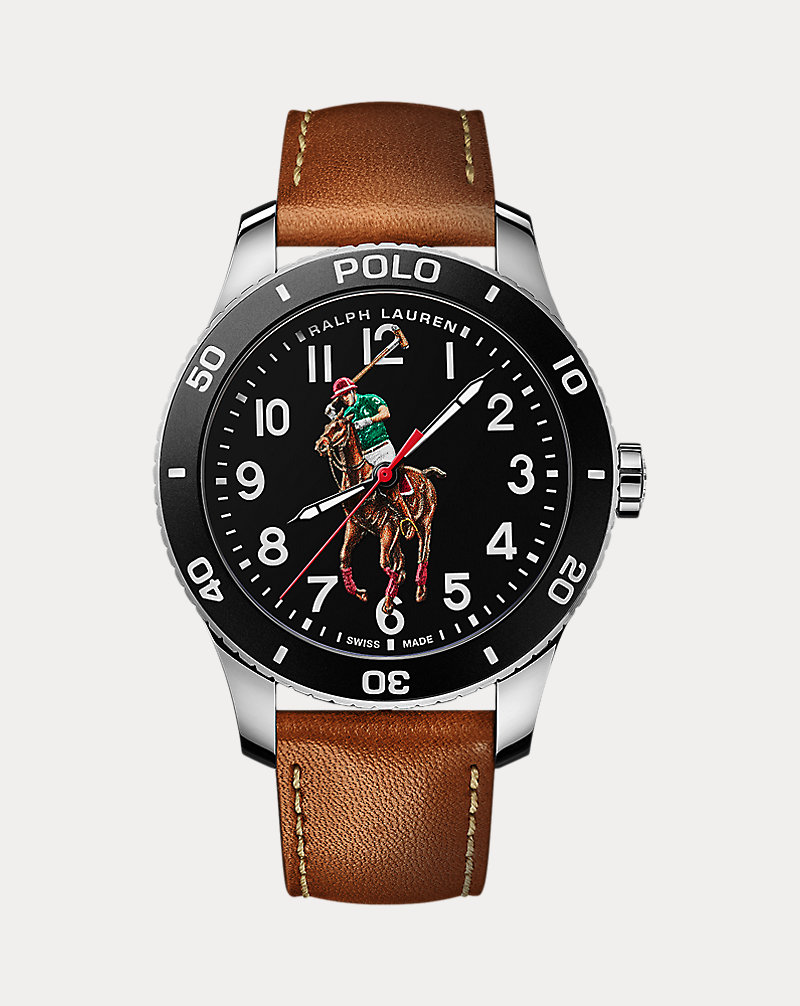 42 MM stalen horloge met polospeler Polo Ralph Lauren 1