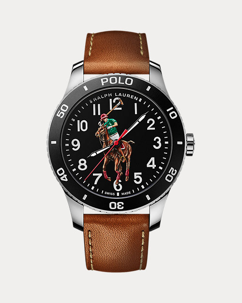 42 MM Polo Player Steel Black Dial