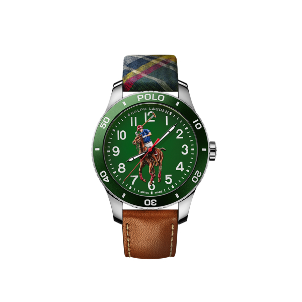 42 MM Polo Player Steel Green Dial