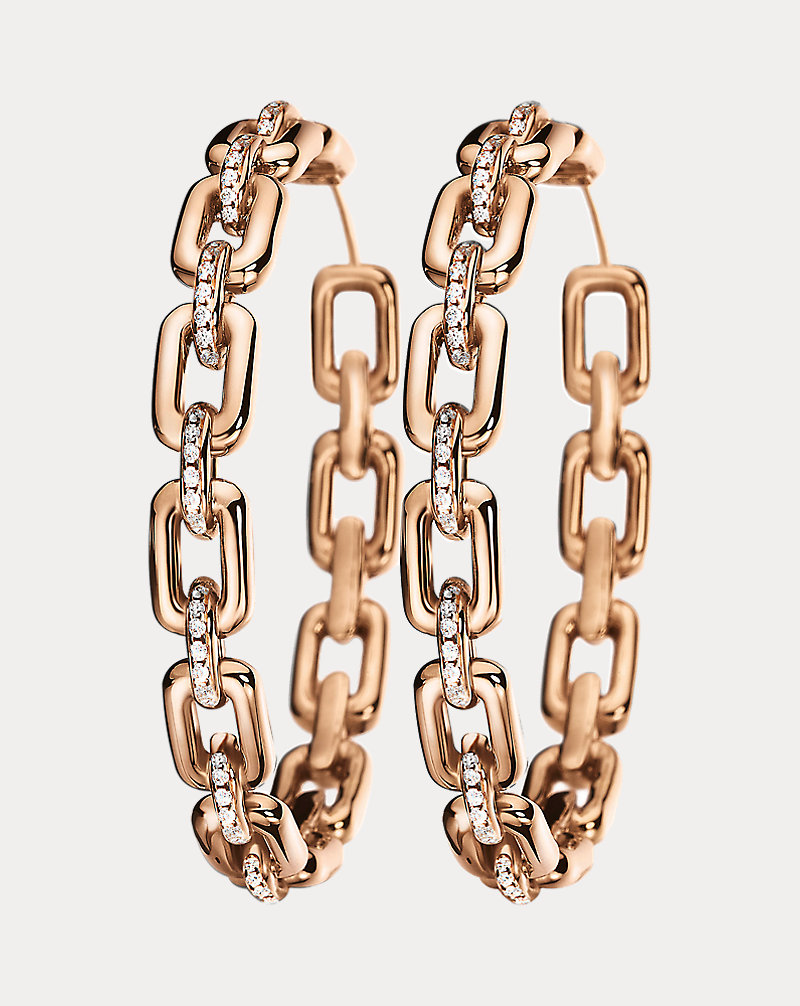 Pave Rose Gold Hoop Earrings The Chunky Chain Collection 1