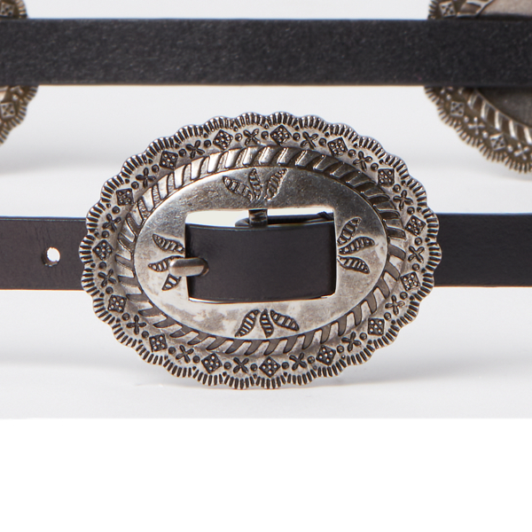 Lauren Leather Concho Skinny Belt 2