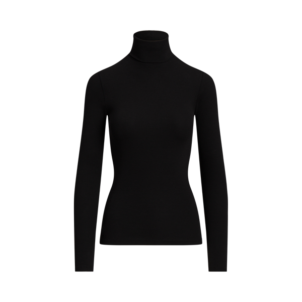 Stretch Ribbed Roll Neck