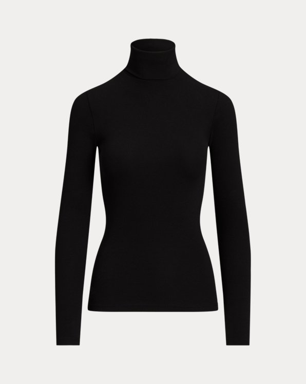 Stretch Ribbed Roll Neck