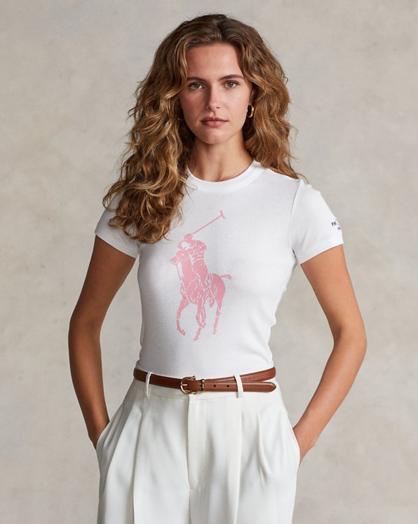 T-shirt de algodão Slim Fit Pink Pony