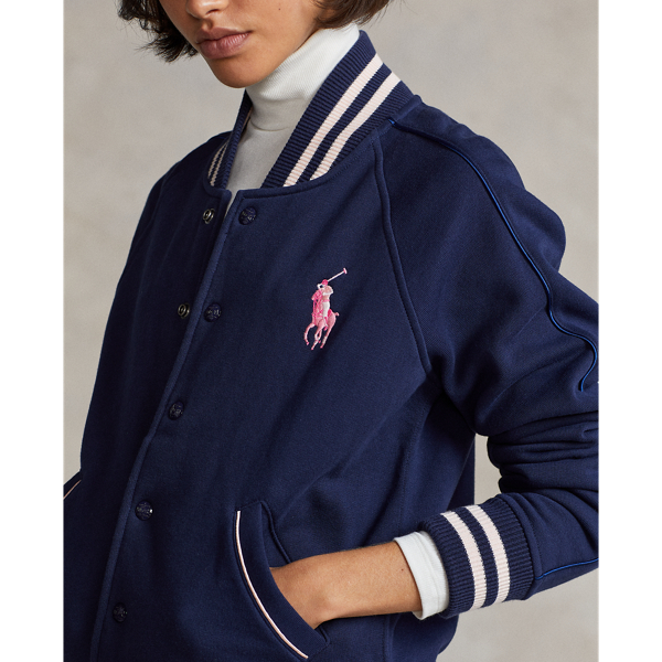 Pink pony fleece top baseball jacket